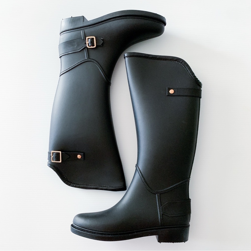 Steve Madden Rainfall Tall Black Rubber Boots Size 7 - Picture 9 of 13